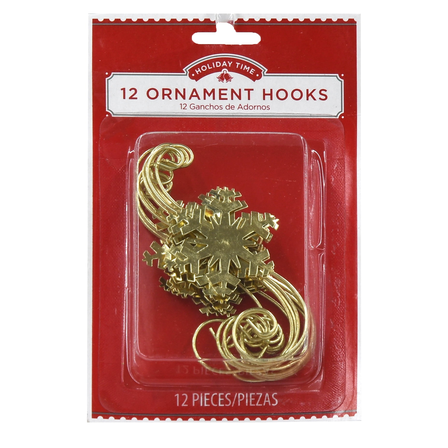 Holiday Time Gold Snowflake Ornament Hooks, 12 Count