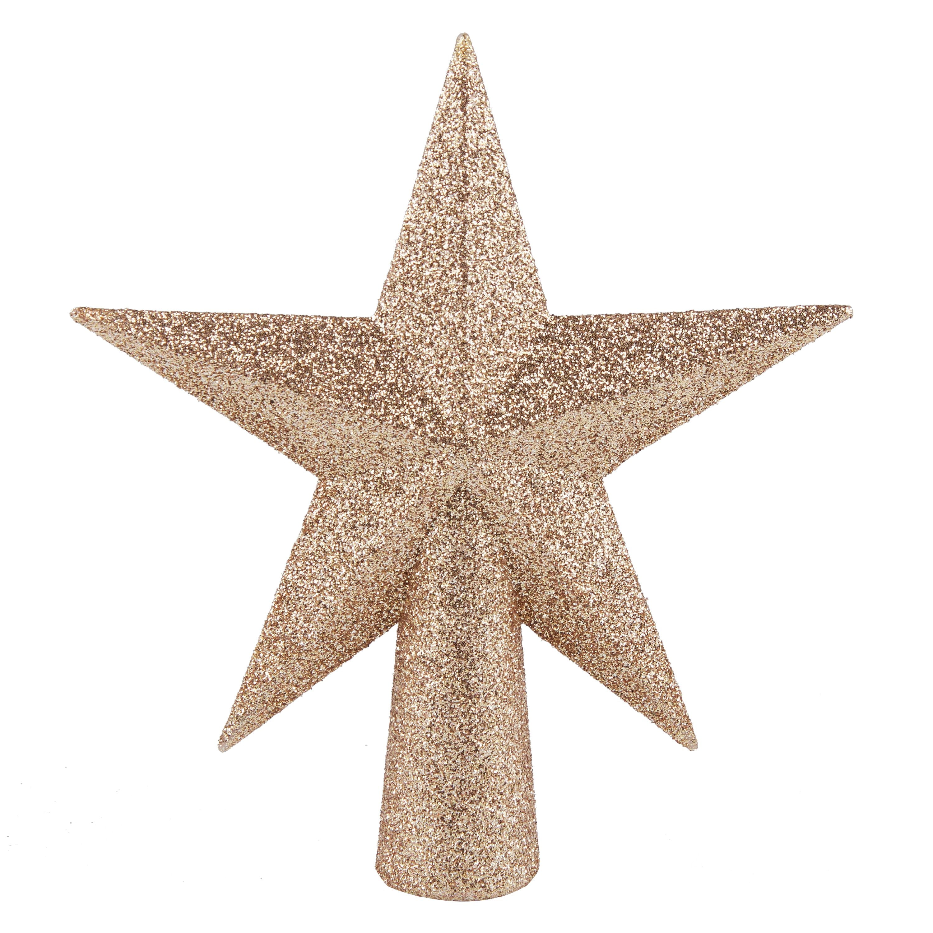 Holiday Time Gold Star Glitter Mini Tree Topper, 6