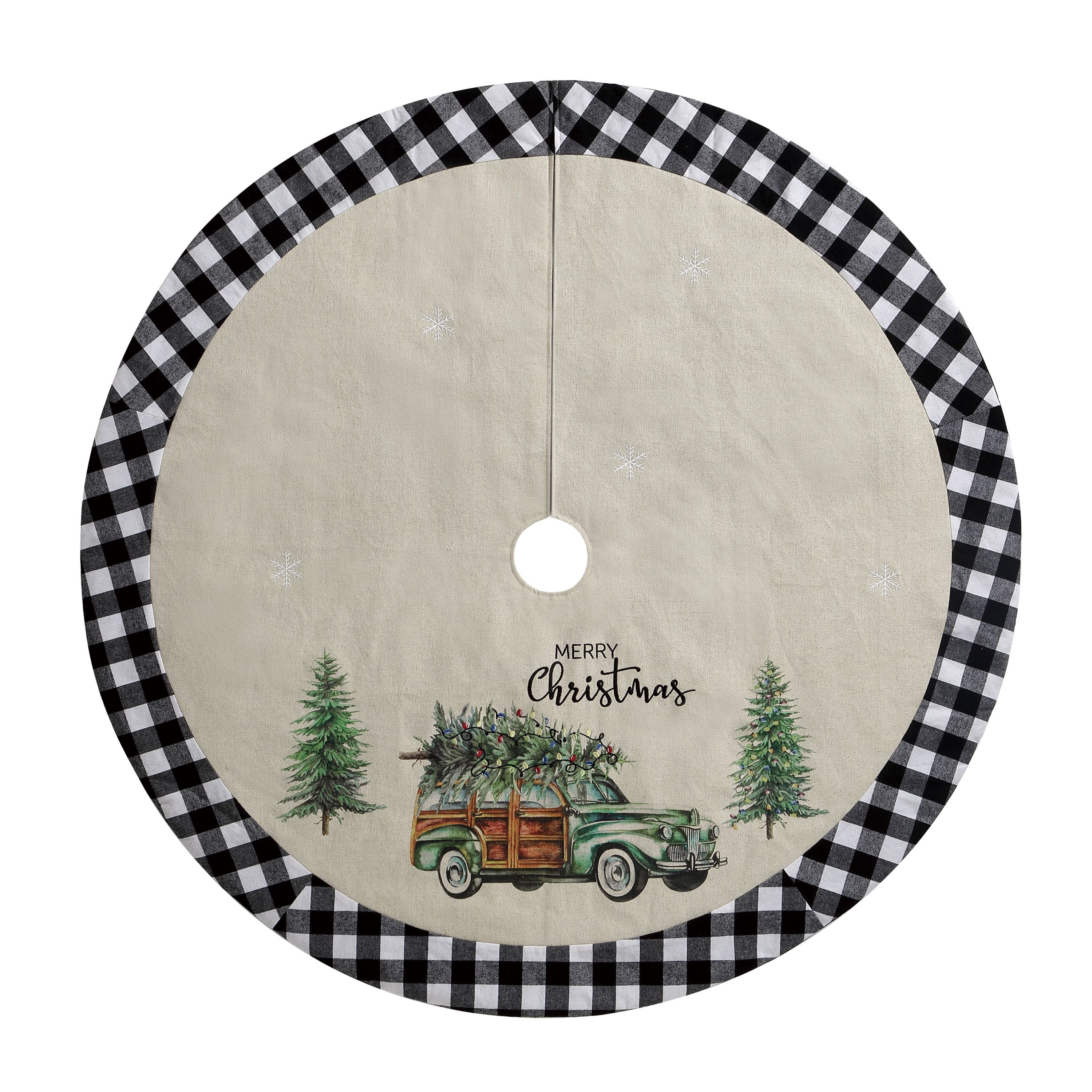 Holiday Time Green Vintage Truck Christmas Decorative Tree Skirt