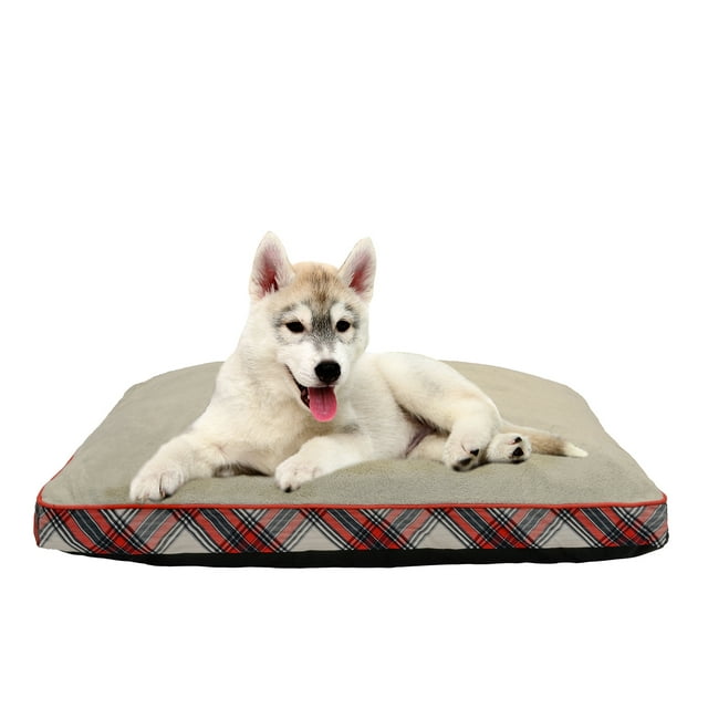 Holiday Time Gusseted Pet Bed, X-Large, 32"x 42", Red/Tan
