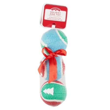 Holiday Time Holiday Dog Toy Tennis Balls, 3 Pack