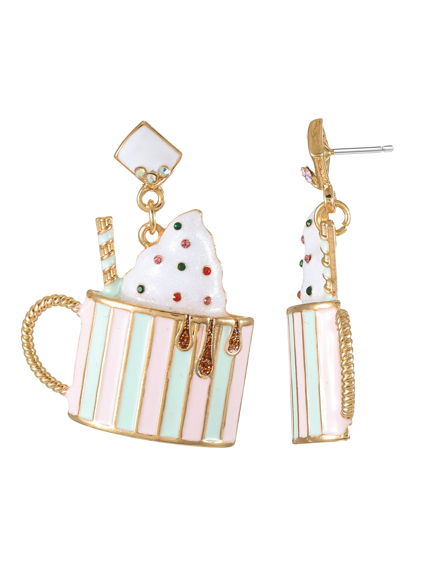 Holiday Time Hot Chocolate Motif Earrings, 1 Pair