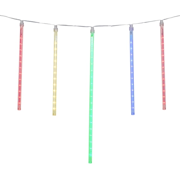 Holiday Time Indoor Outdoor 12-Count Multicolor LED Dripping Icicle Christmas Lights, 16 feet