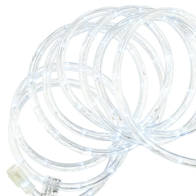 Holiday Time Indoor and Outdoor LED Cool White Rope Christmas Lights, 15'