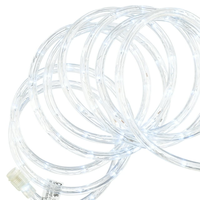 Holiday Time Indoor and Outdoor LED Cool White Rope Christmas Lights, 15'