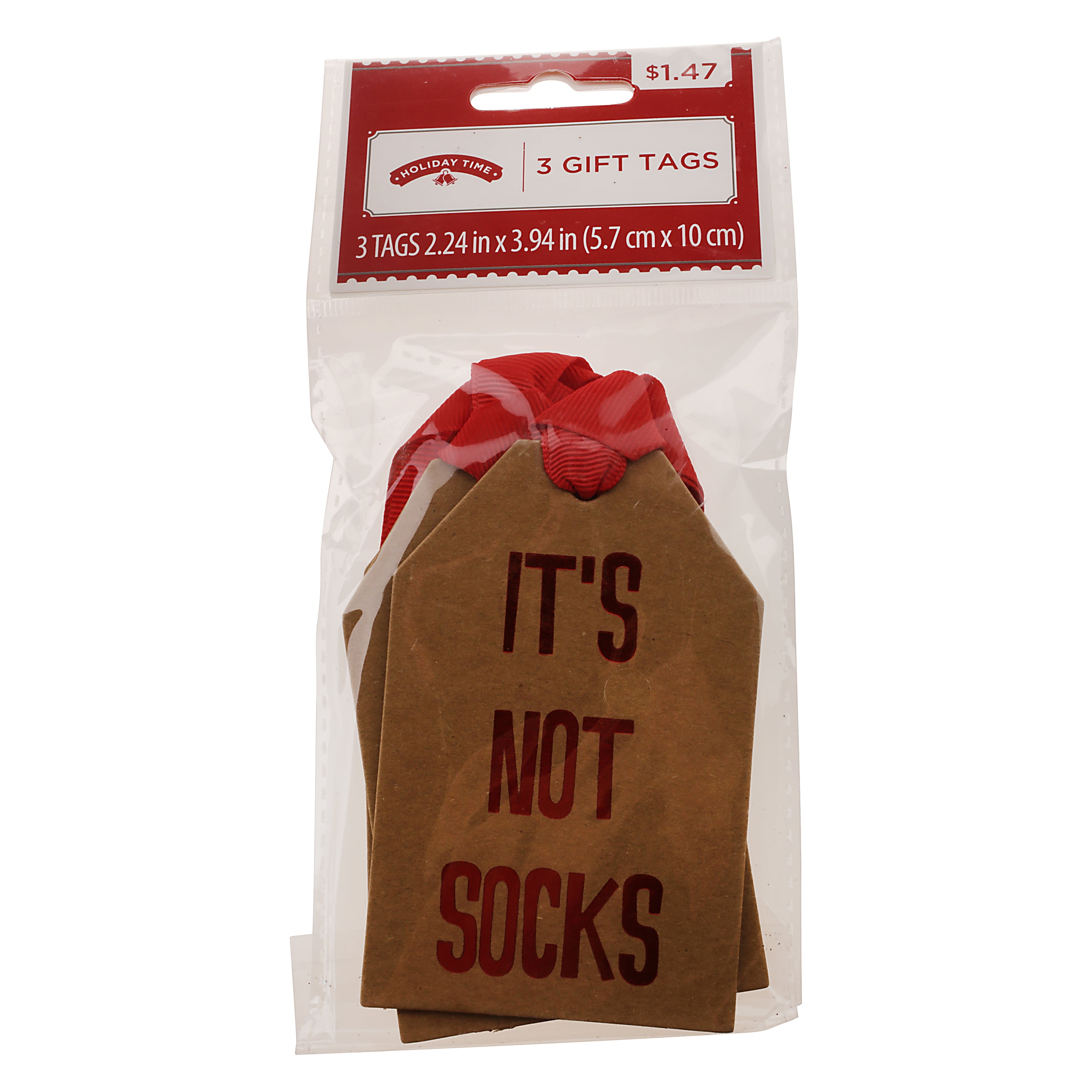 Holiday Time It’s Not Socks Gift Tags 3 Count