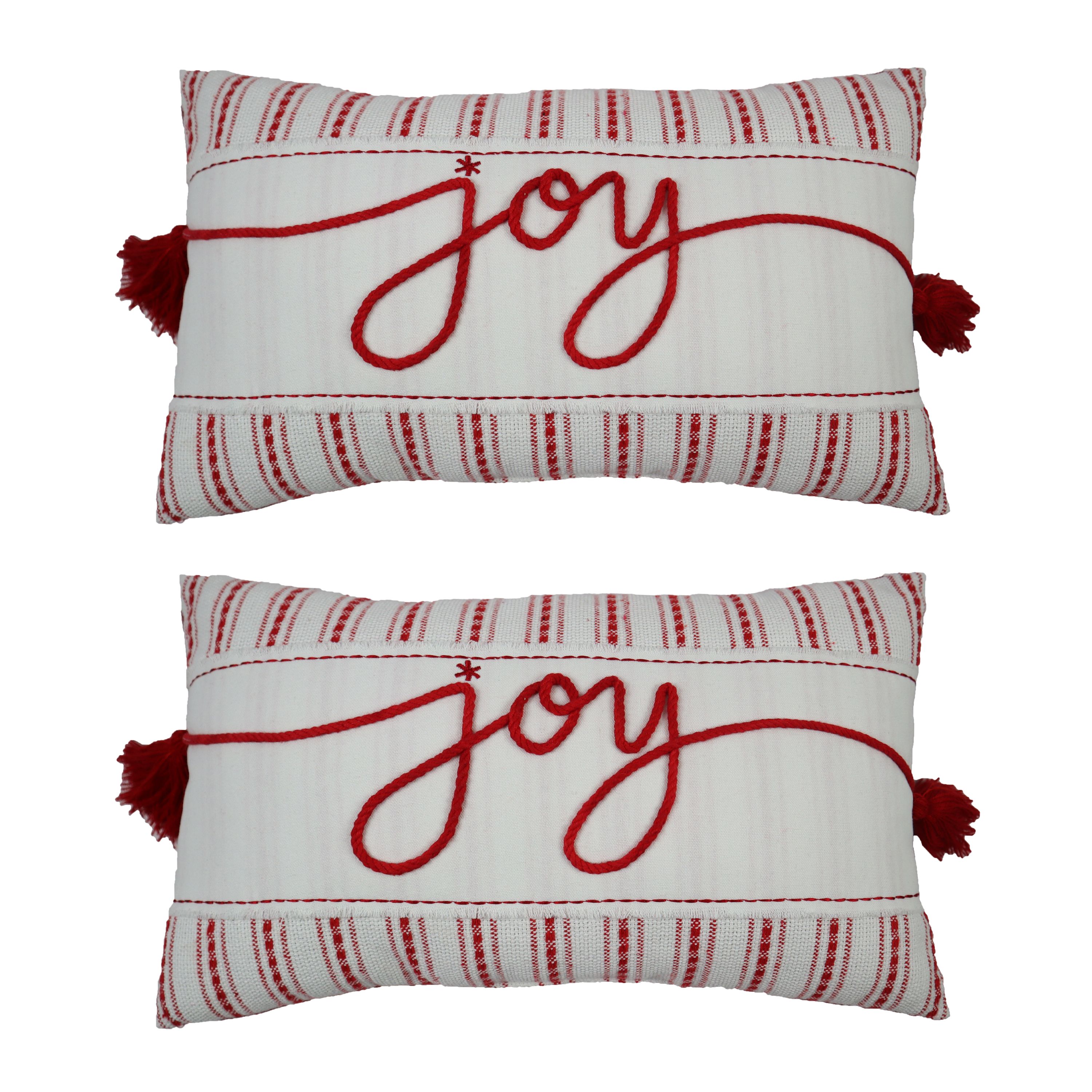 Holiday Time Joy Lumbar Christmas Decorative Pillows, 9x16inch, 2 Count Per Pack - image 1 of 6