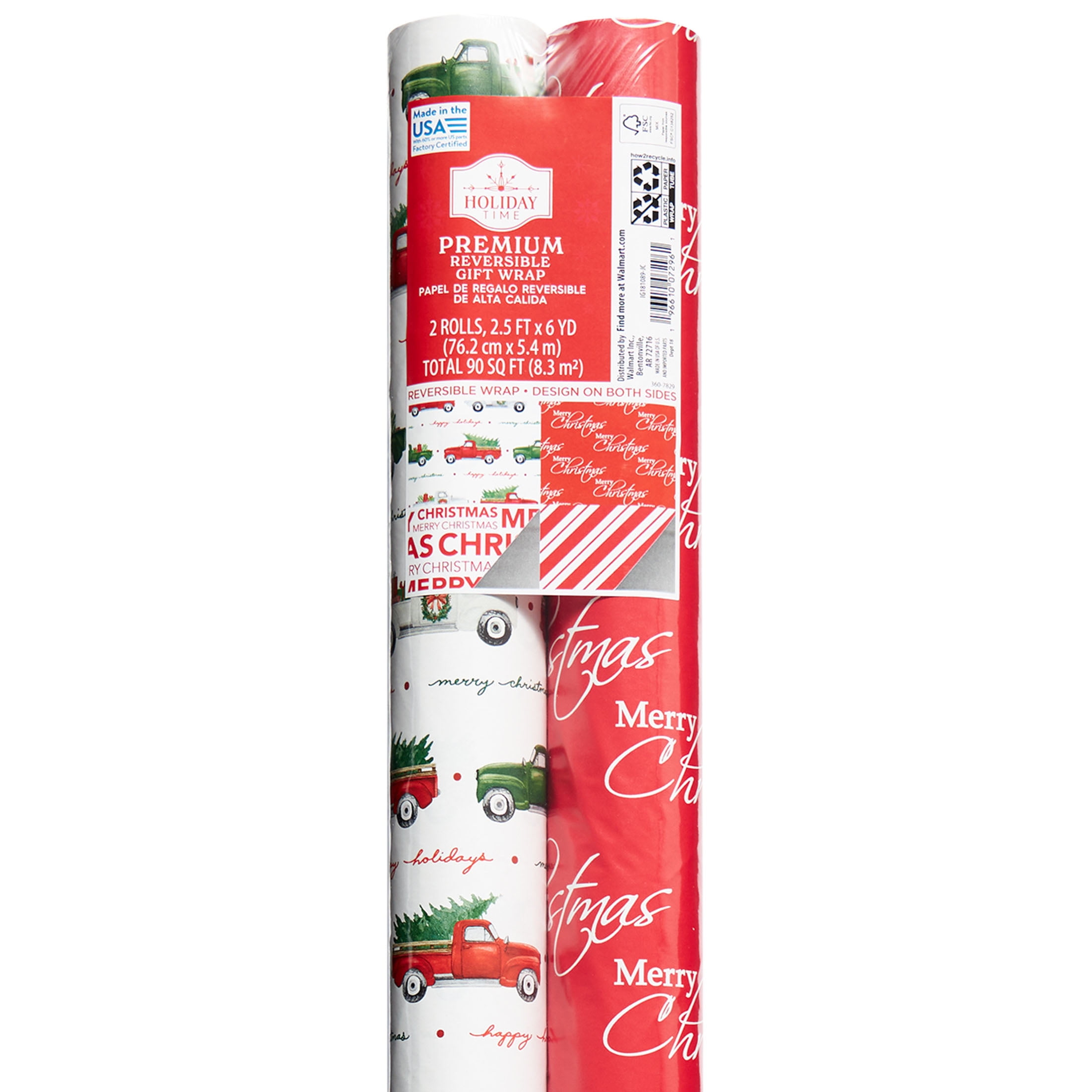 Holiday Time Joyful Peace MultiPack Wrapping Paper, 2 Rolls, Christmas