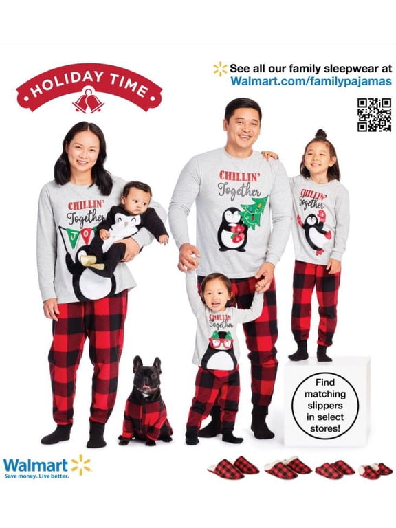 Kids Matching Family Pajamas Penguin Top and Pants Set, 2-Piece, Sizes S-XL