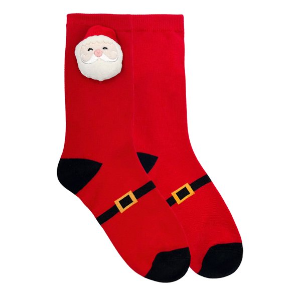 Holiday Time Kids Santa 3D Pom Crew Socks, 1-Pack, Sizes S/M-M/L