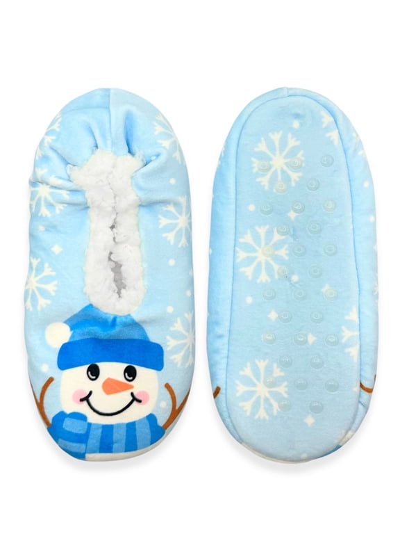 Kids Snowman Fuzzy Babba Slipper Socks, 1-Pack, Sizes S/M-M/L