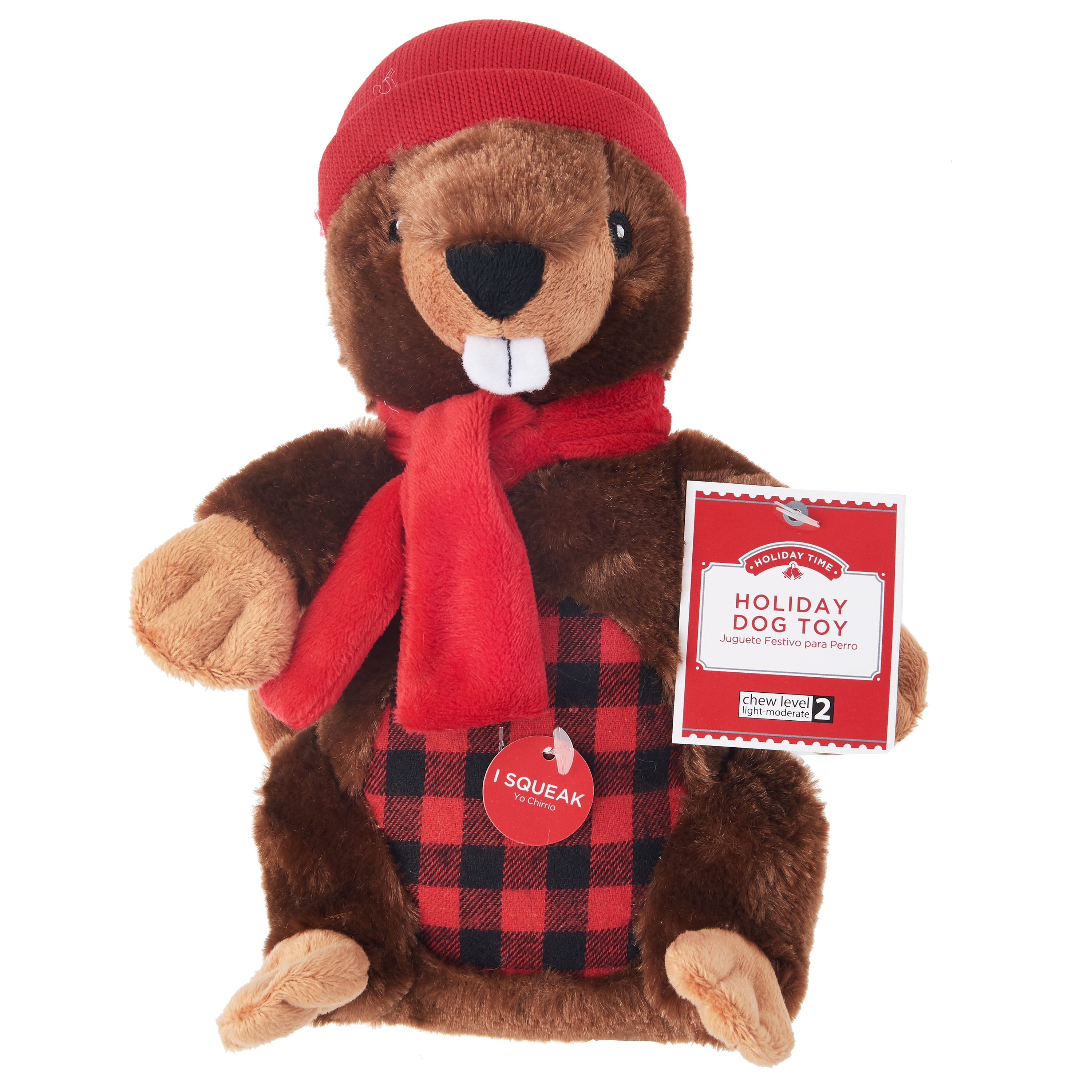 Holiday Time Knit Beaver Dog Toy, Red