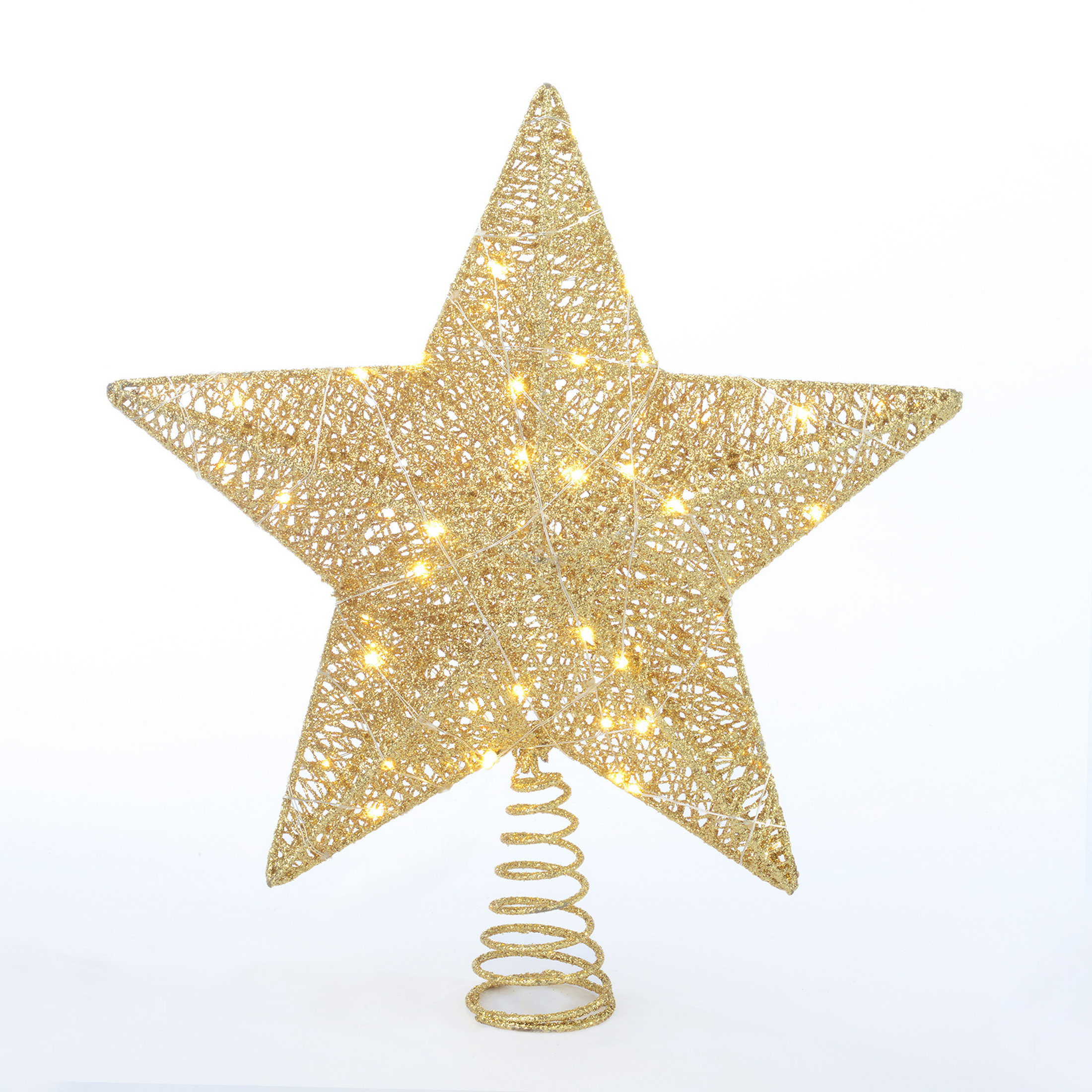 Holiday Time LED Christmas Tree Topper, Gold Star, 15