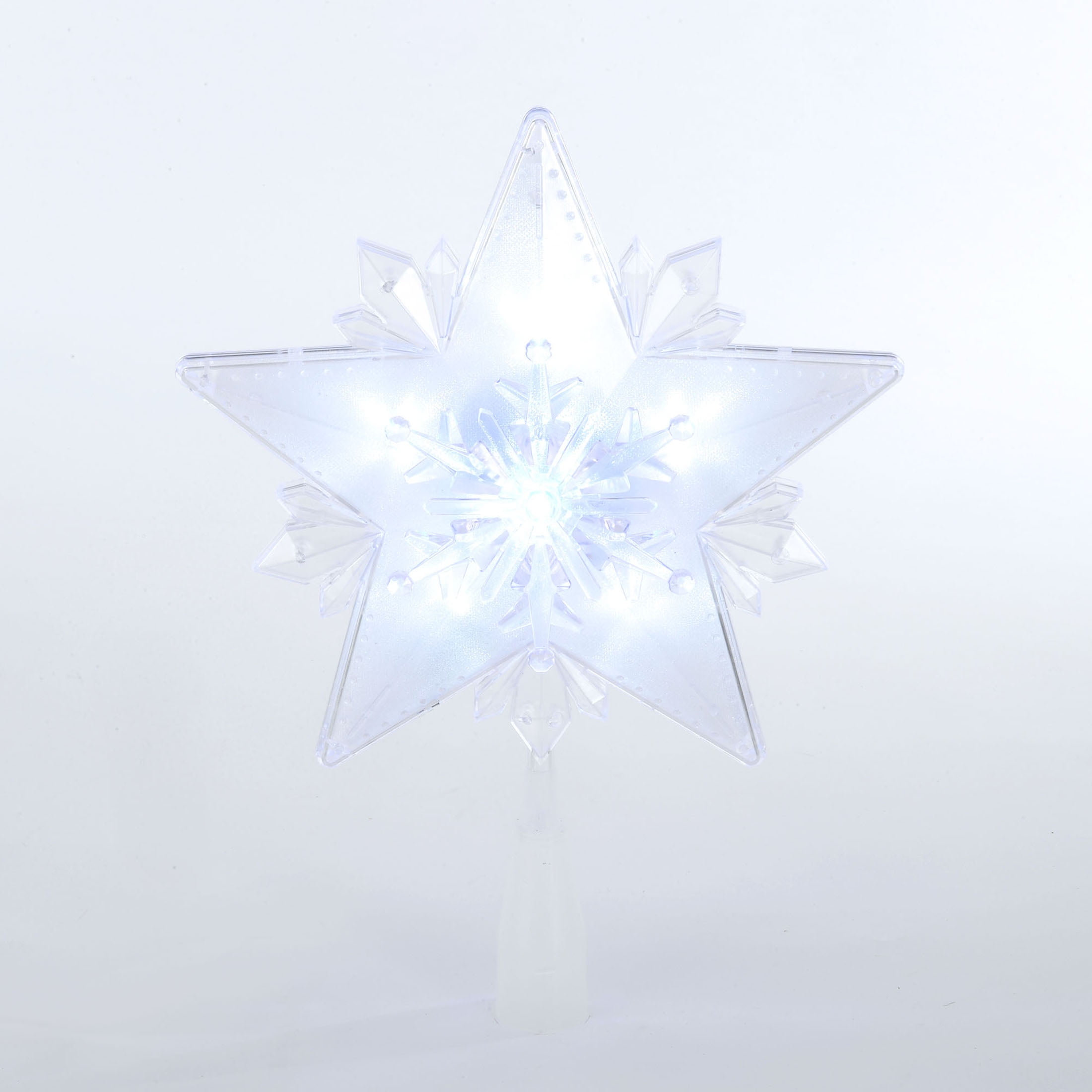 Holiday Time LED Christmas Tree Topper, White/Blue Snowflake, 11.5