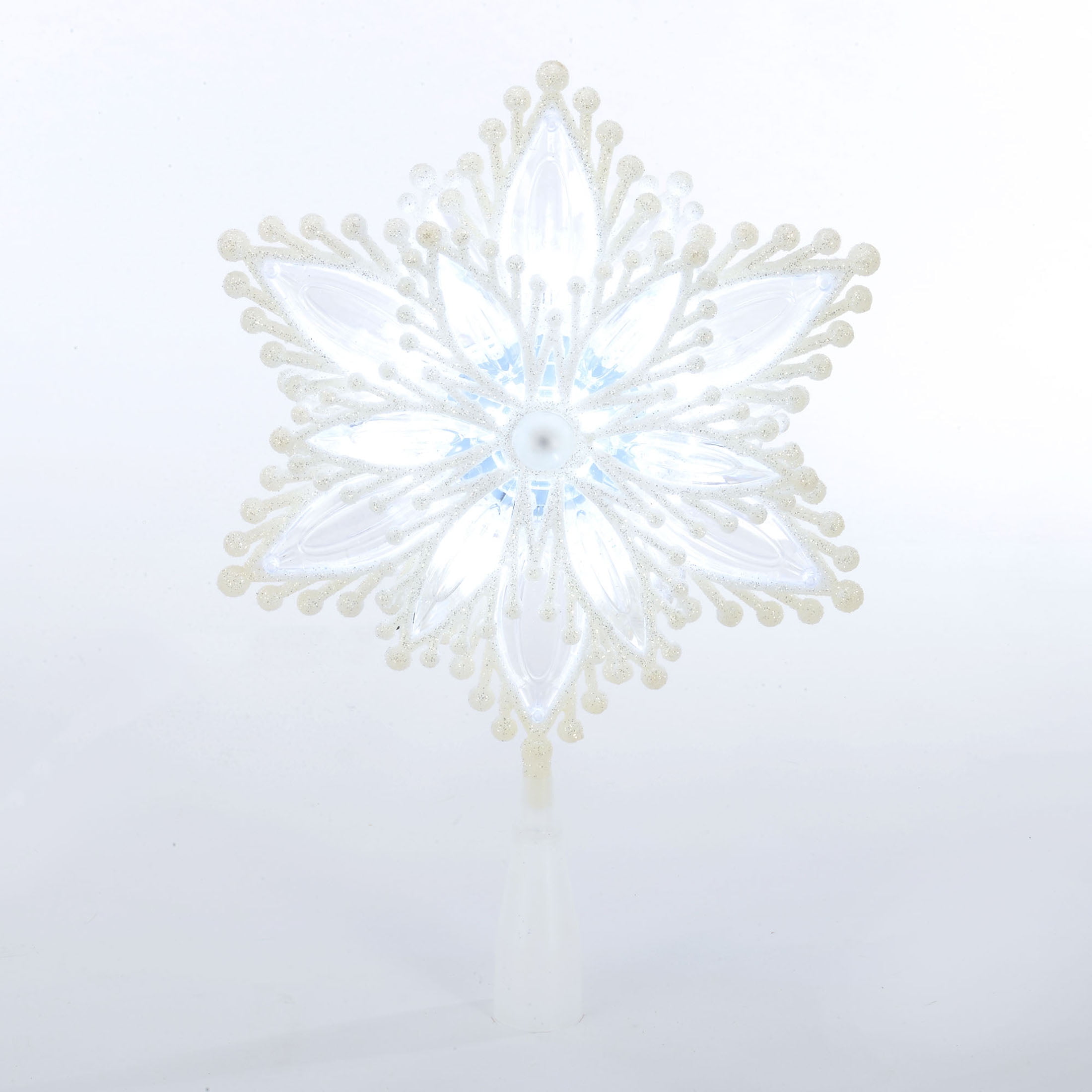 Holiday Time LED Christmas Tree Topper, White Snowflake, 12.5