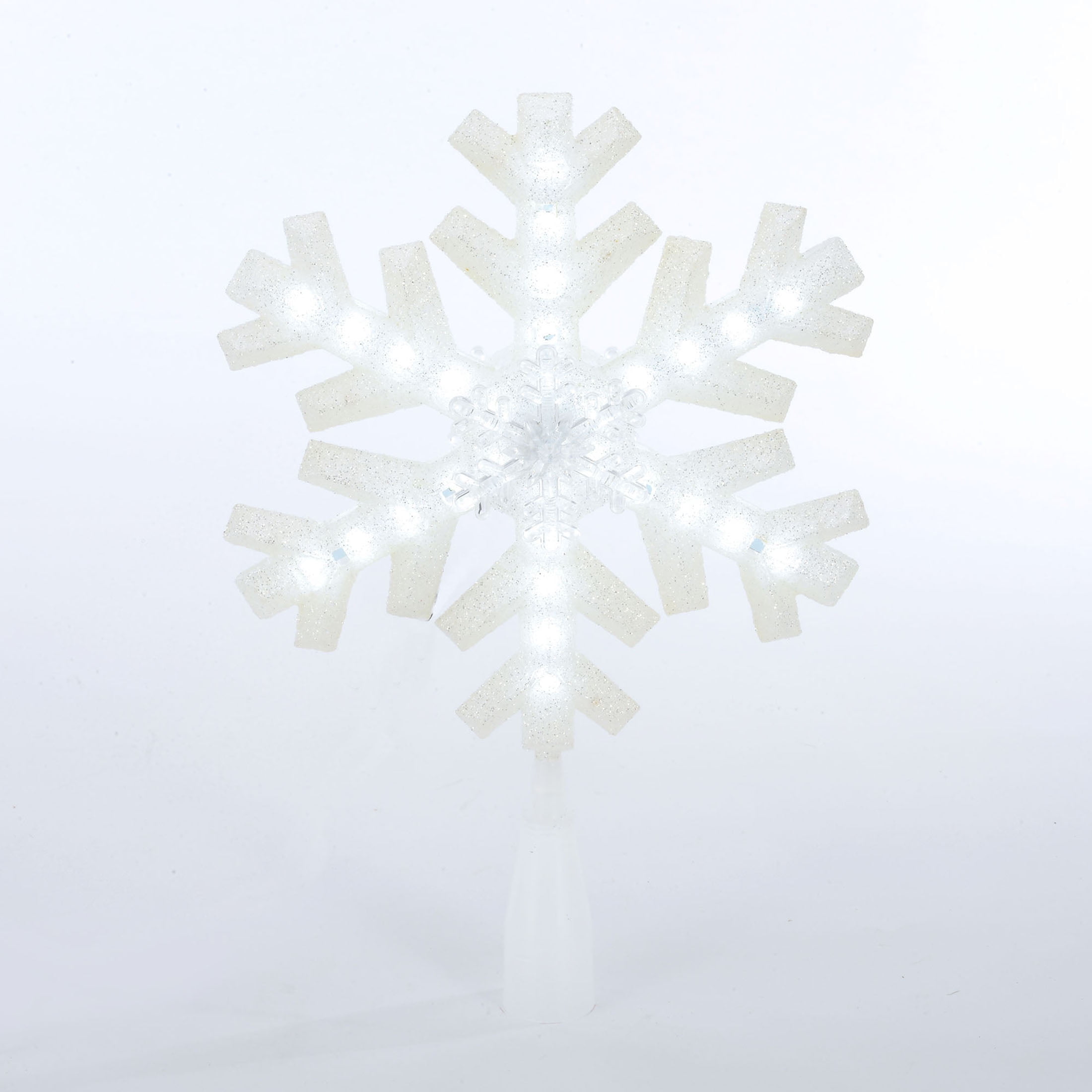 Holiday Time LED Christmas Tree Topper, White Snowflake, 12"