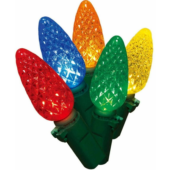Holiday Time LED Lite Lock C6 Christmas Lights Multi, 200 Count and Extension Cord Value Bundle