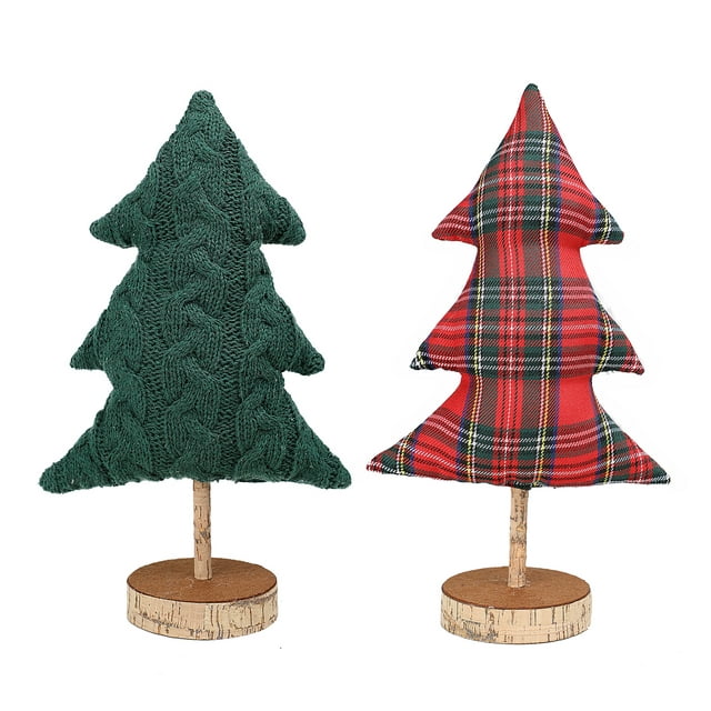 Holiday Time Large Fabric Tree Set of 2; Christmas Tabletop Décor