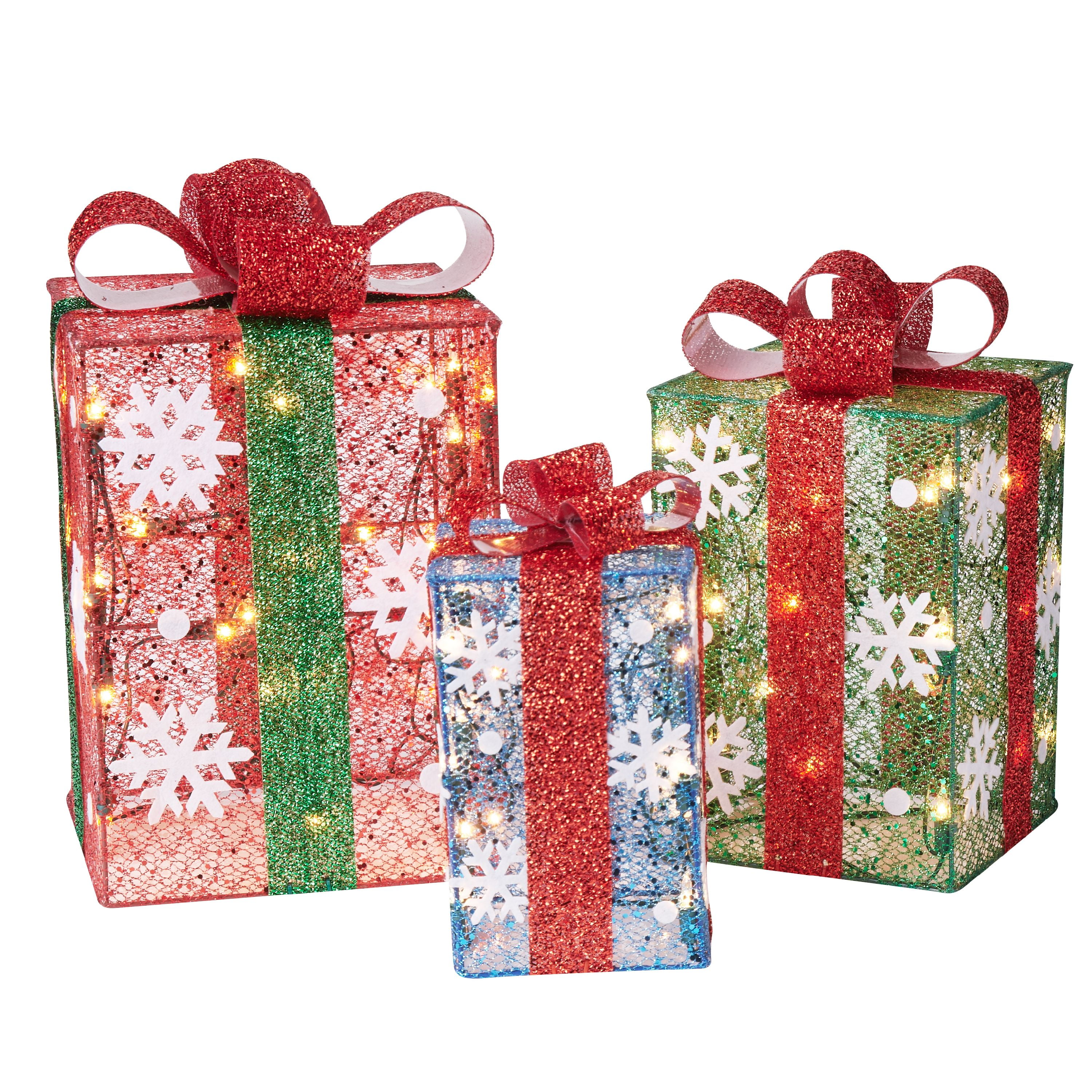 Holiday Time LightUp LED Gift Boxes, 3 Count