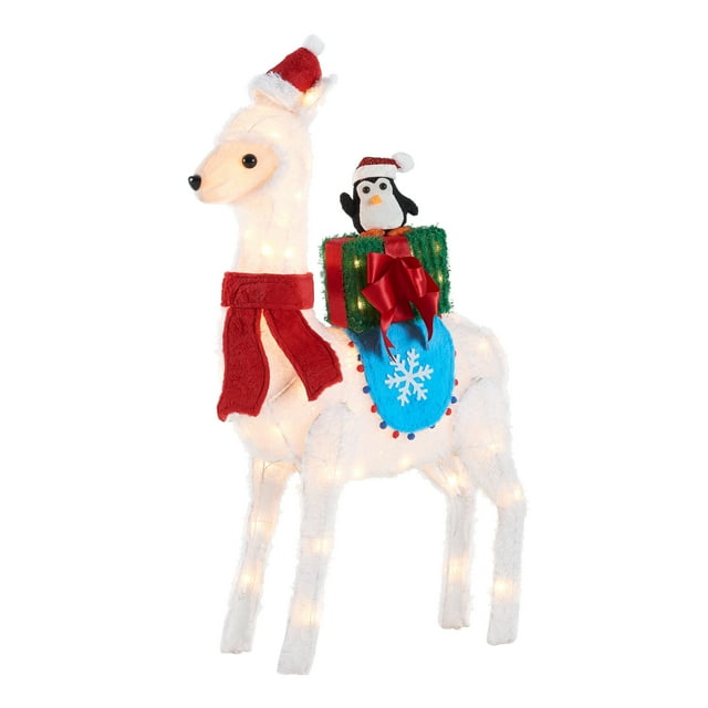 Holiday Time LightUp Plush Llama Outdoor Christmas Décor