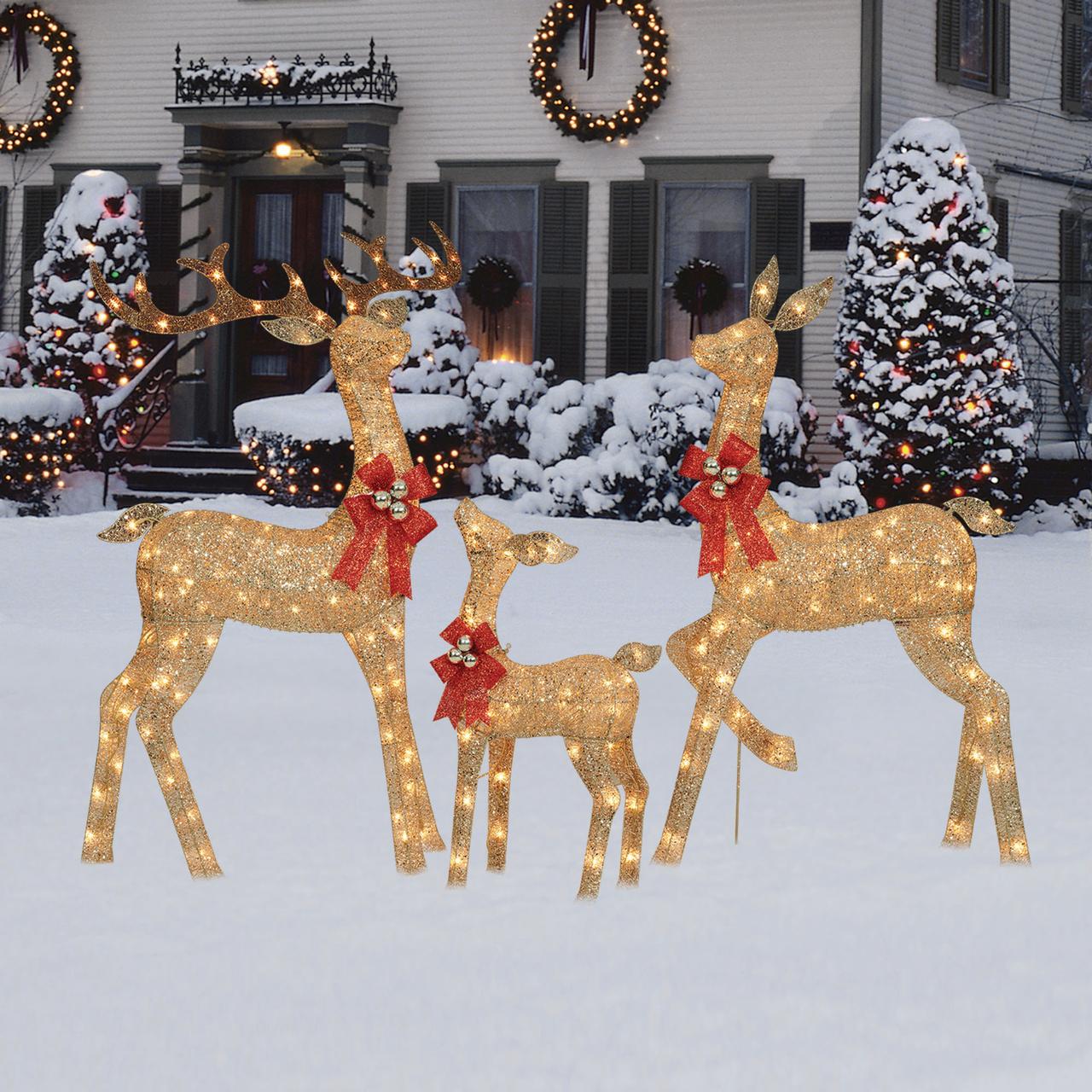 Holiday Time Light-up Glitter Deer Family - image 1 of 5