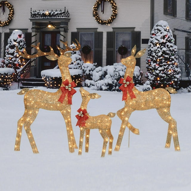Holiday Time Light-up Glitter Deer Family