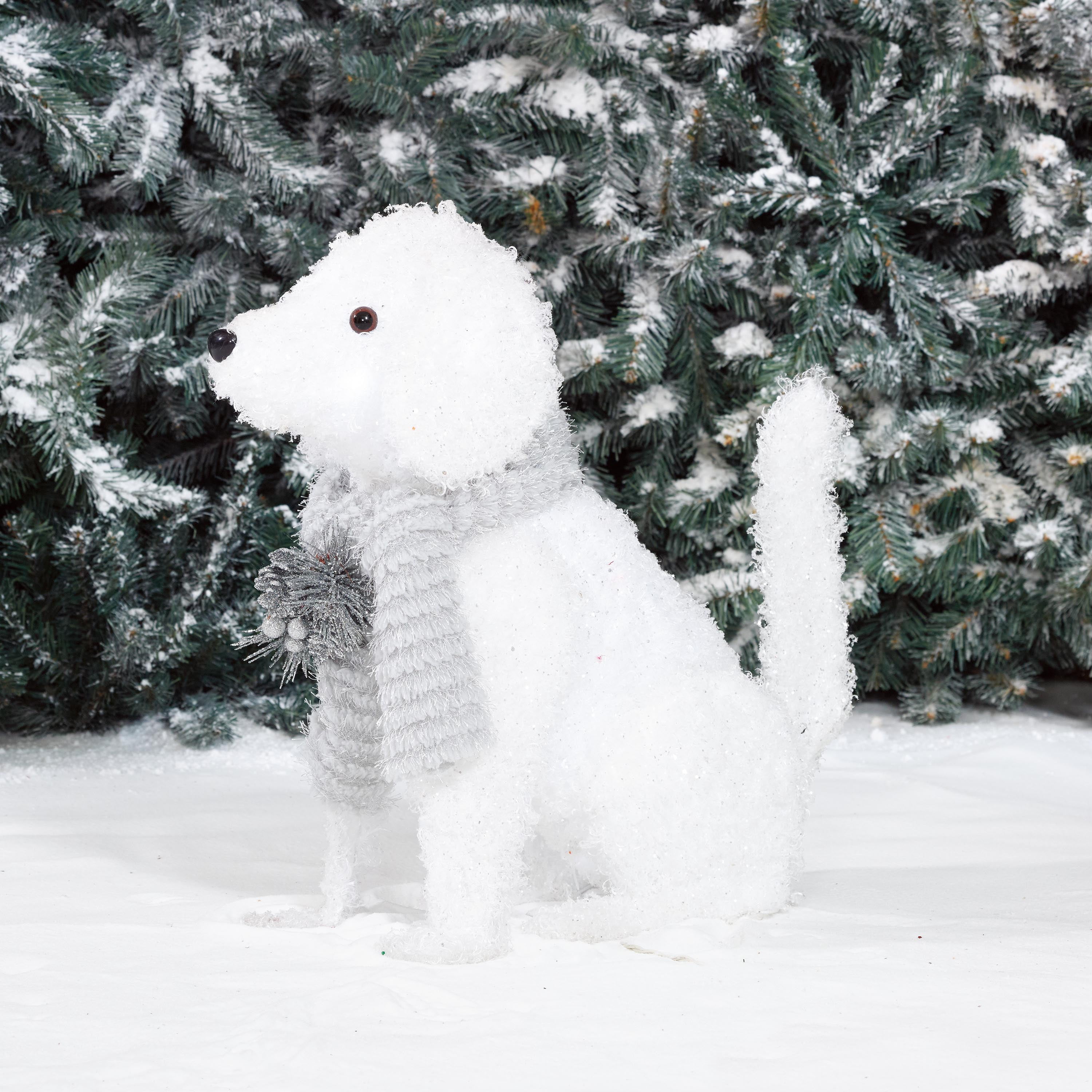 Holiday Time Lightup LED Fluffy Sitting Dog