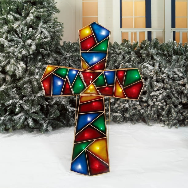 Holiday Time Lightup LED Prismatic Cross