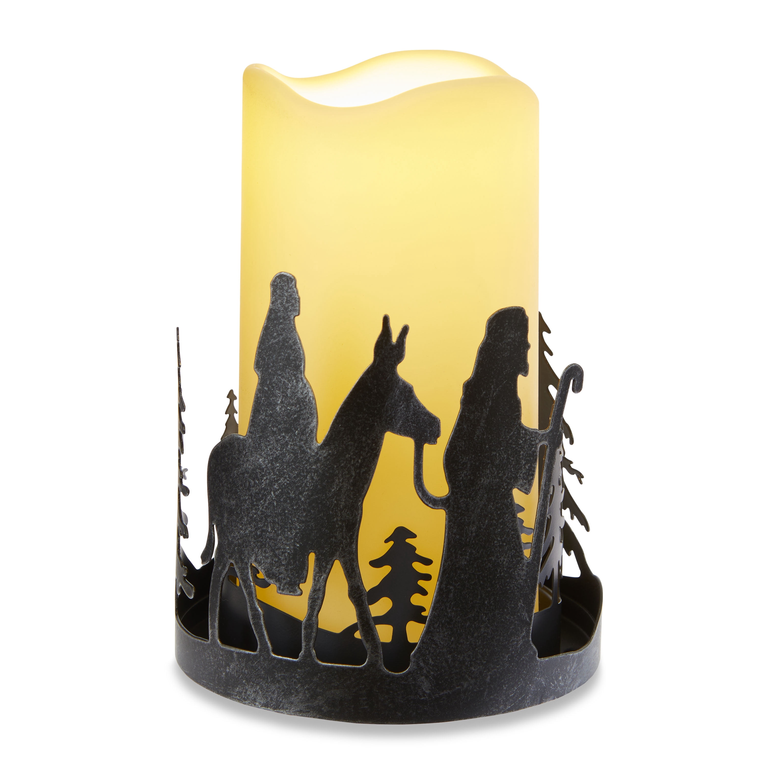 Holiday Time Lightup Metal Nativity Scene Indoor Decor With Try Me, 4.