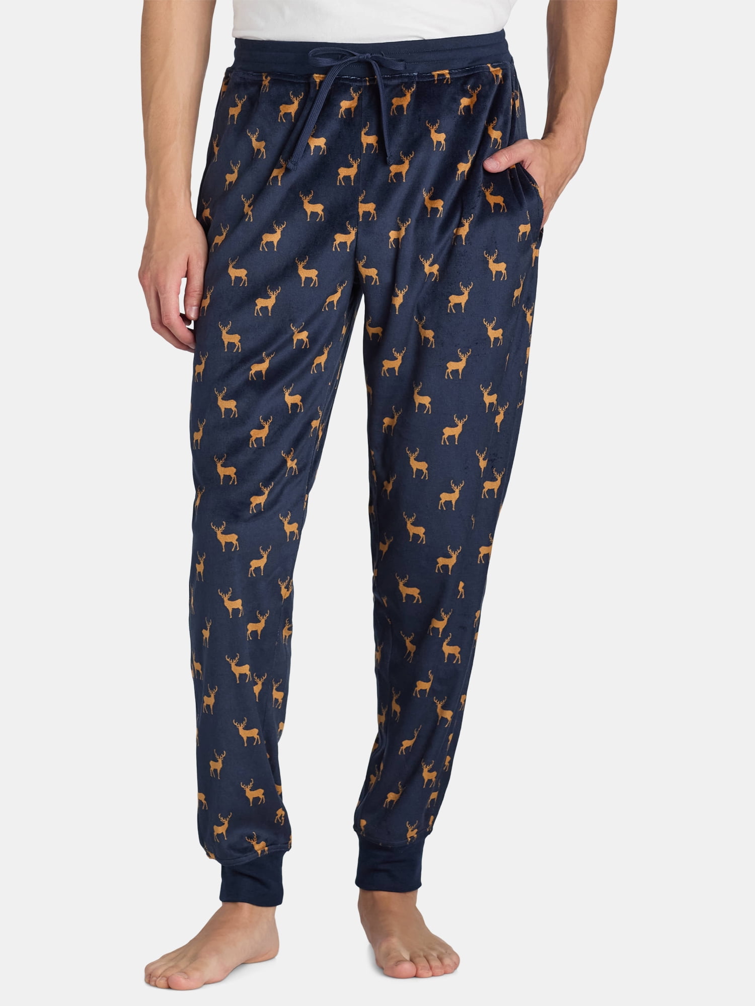 Holiday Time Men's Christmas Fleece Jogger Pajama Pants, Reindeer