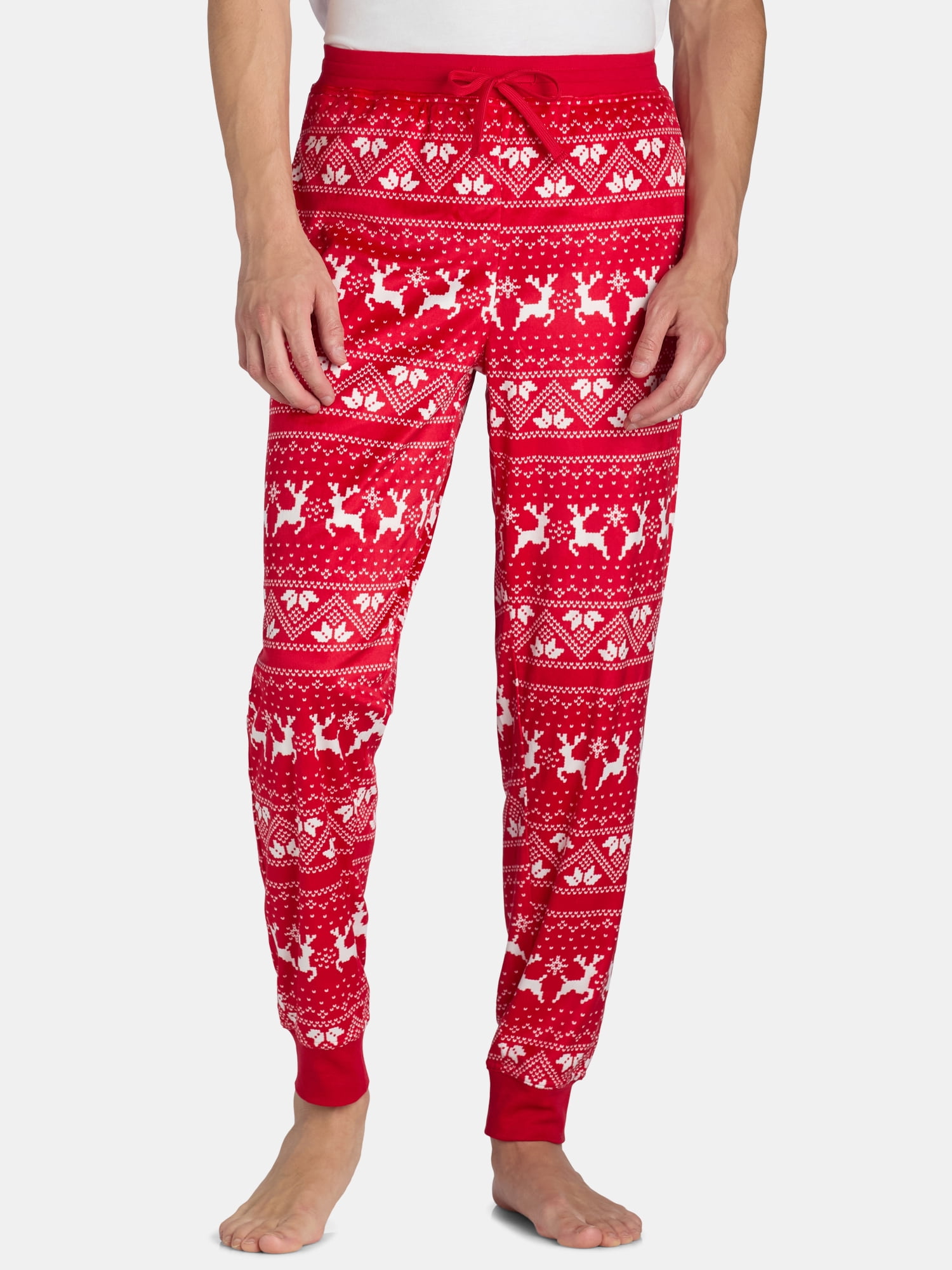 Holiday Time Men s Christmas Fleece Jogger Sleep Pants Winter Print Knit Pajama Bottoms Sizes S 3XL Walmart