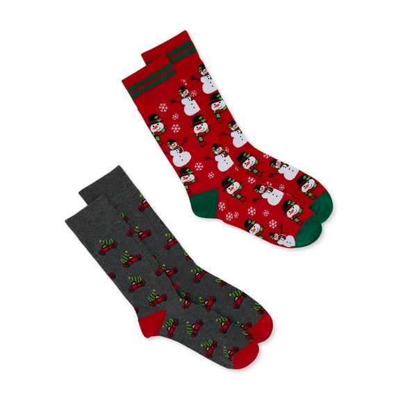 Holiday Time Men’s Crew Socks, 2-Pack