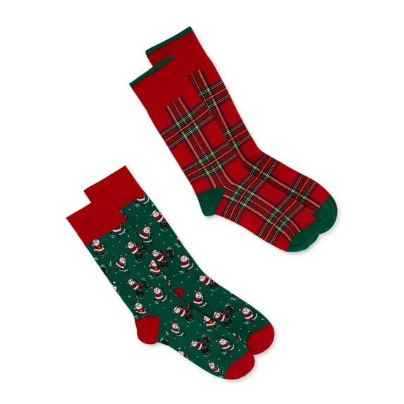 Holiday Time Men’s Crew Socks, 2-Pack