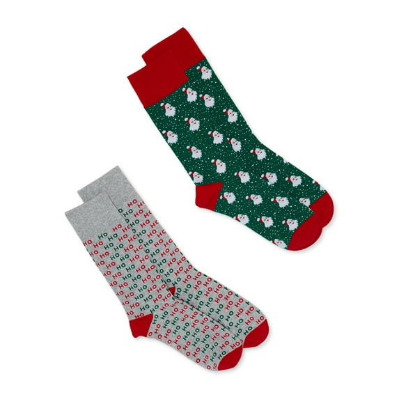 Holiday Time Men’s Crew Socks, 2-Pack