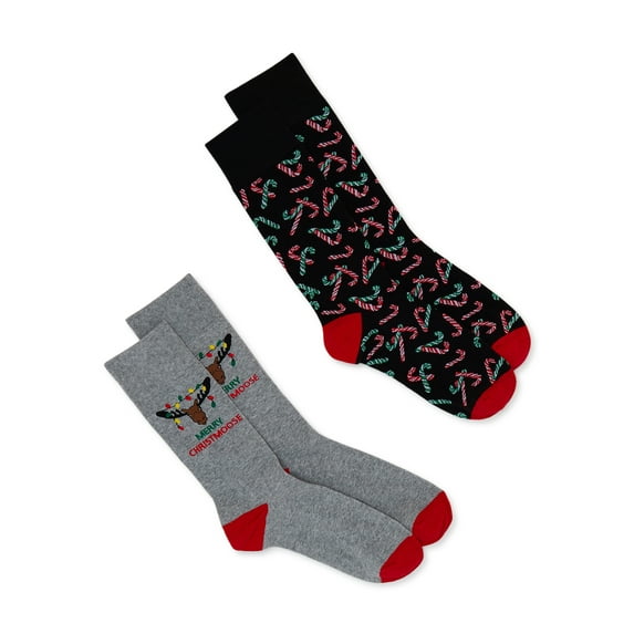 Holiday Time Men’s Crew Socks, 2-Pack