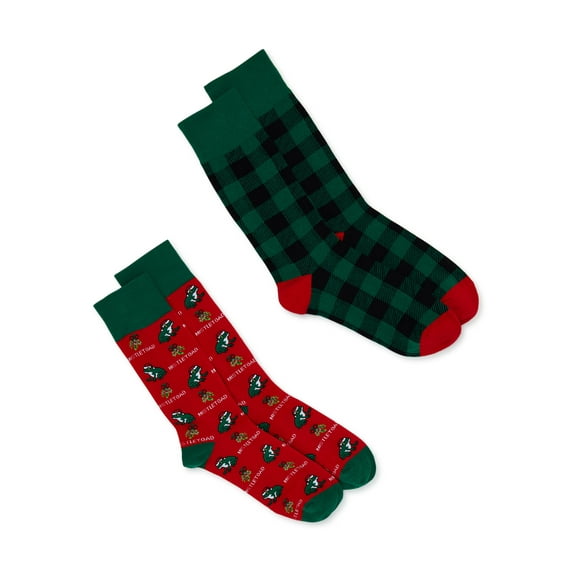 Holiday Time Men’s Crew Socks, 2-Pack