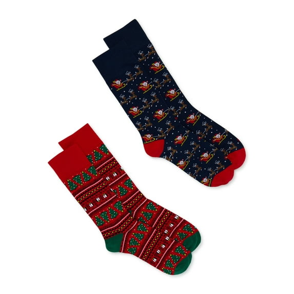 Holiday Time Men’s Crew Socks, 2-Pack