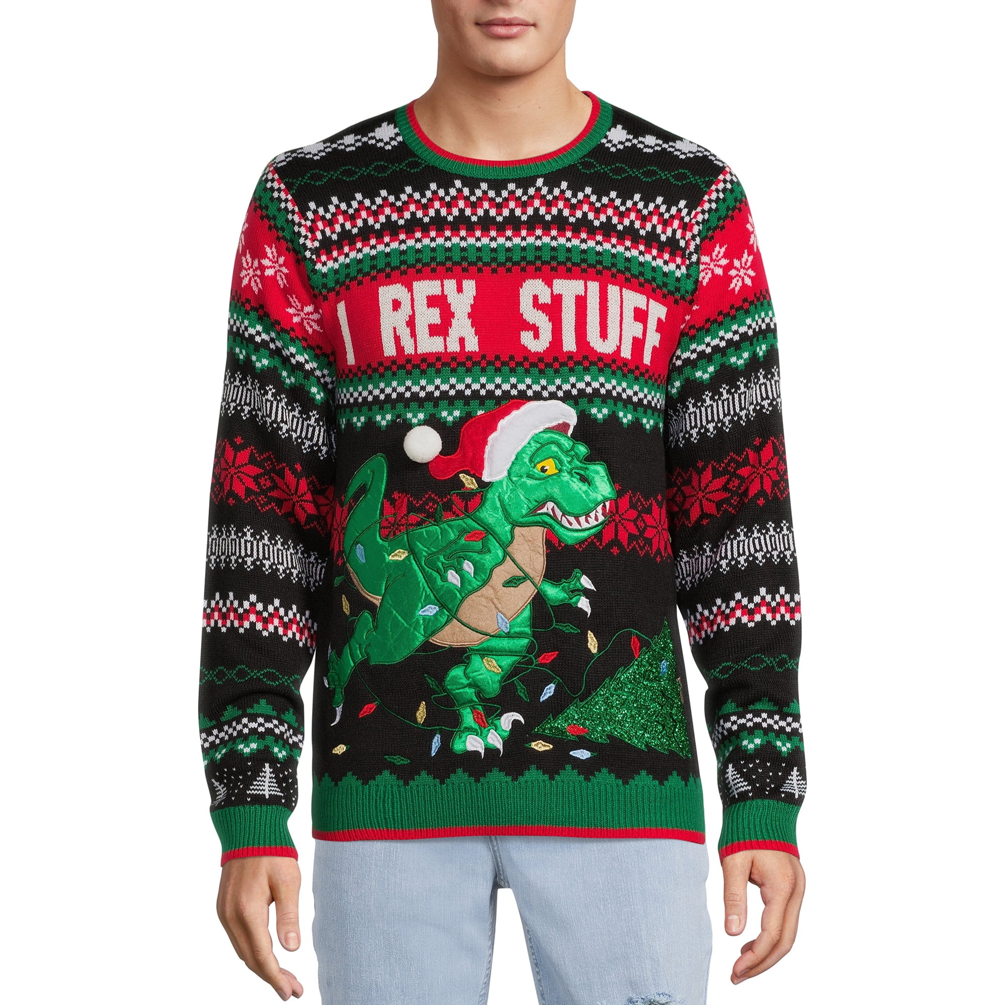 3D T-Rex Plushie Ugly Christmas Sweater, 57% OFF