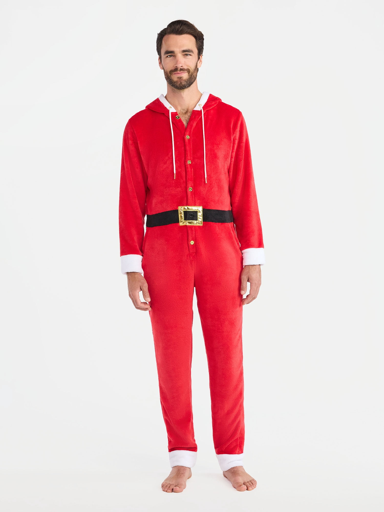 Christmas Men's SatnaCon Santa Suit One-Piece Union Suit from Holiday Time, Sizes M-XL
