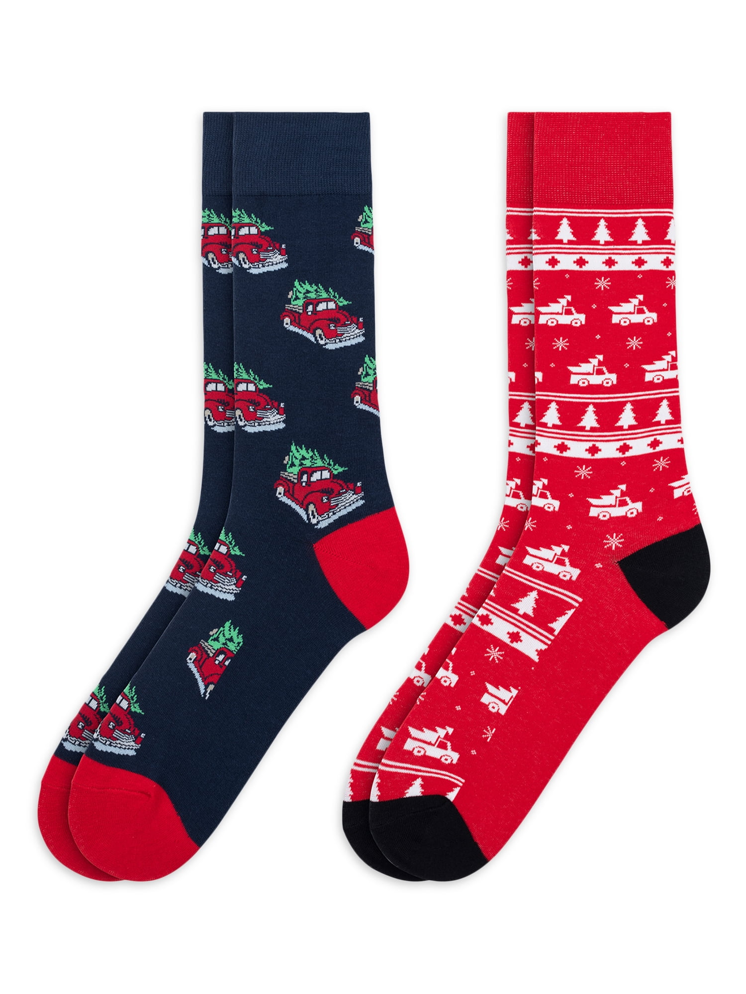 Holiday Time Mens Novelty Crew Socks, 2Pack