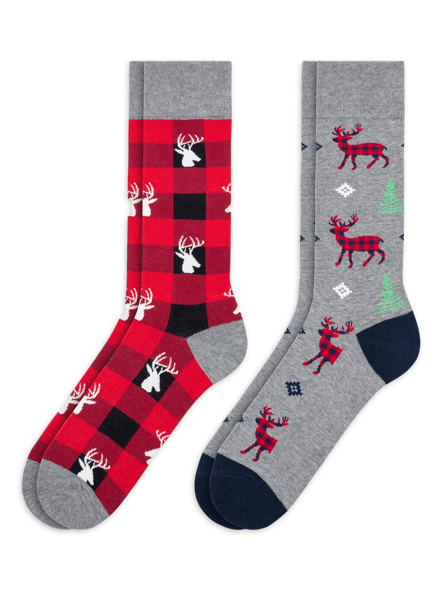 Holiday Time Mens Novelty Crew Socks, 2Pack