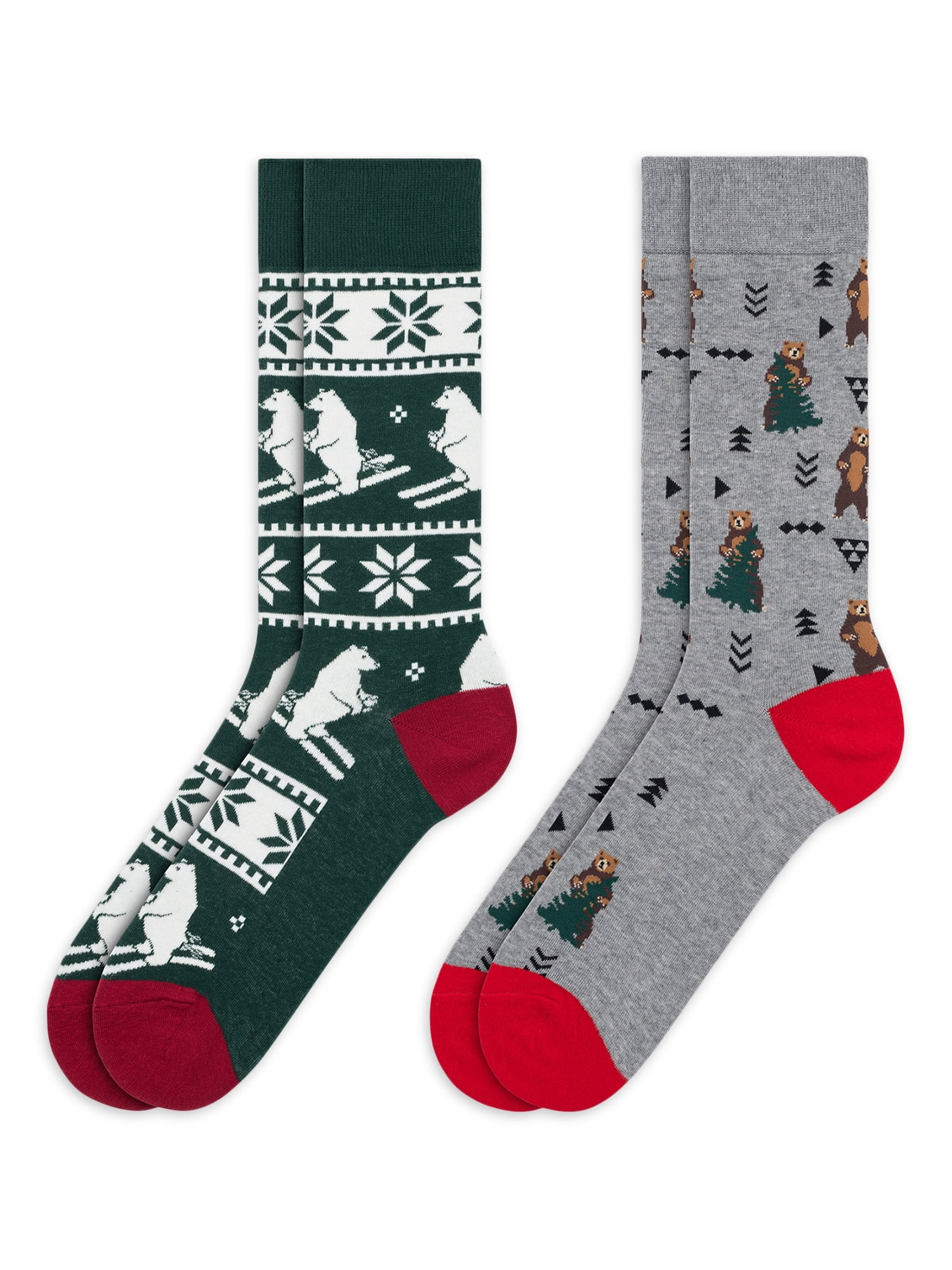 Holiday Time Mens Novelty Crew Socks, 2Pack