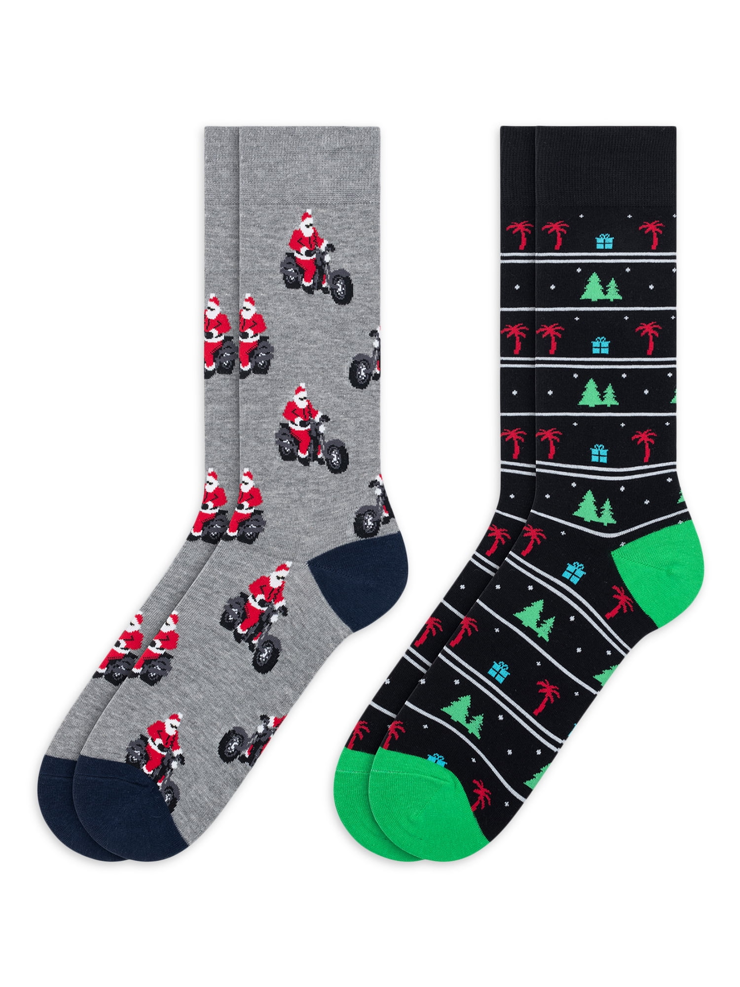 Holiday Time Mens Novelty Crew Socks, 2Pack