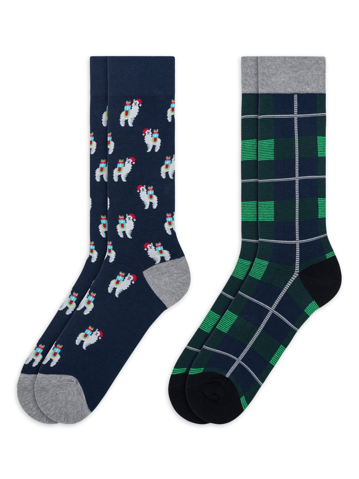 Holiday Time Mens Novelty Crew Socks, 2Pack