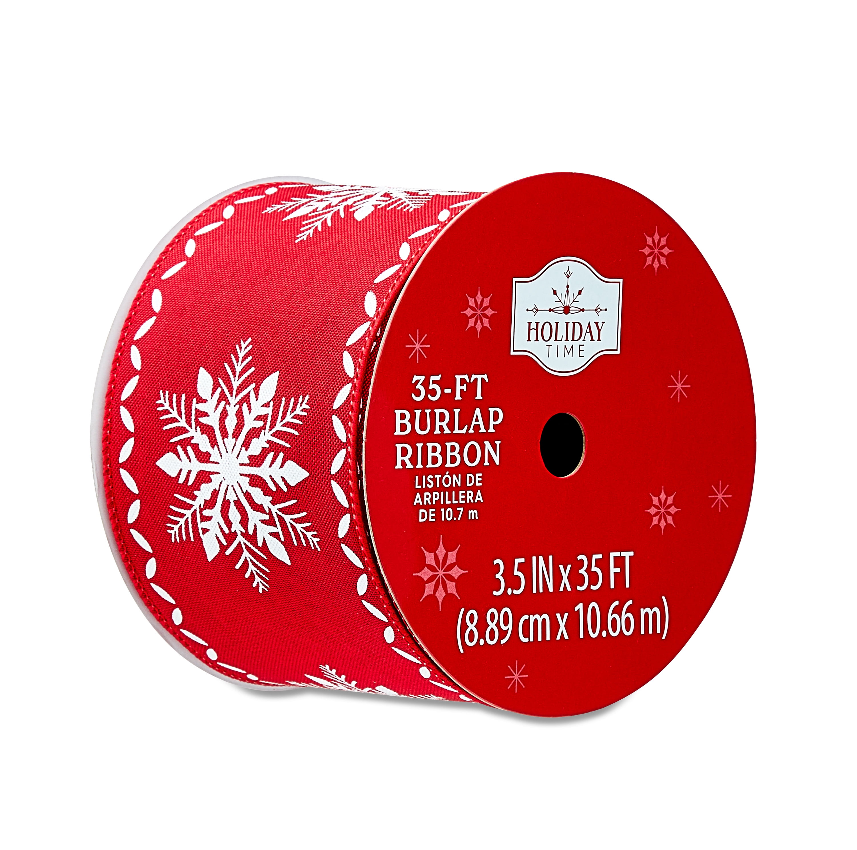 Brandclub - Red with White Snowflakes Burlap Christmas Ribbon, 3.5 in x ...