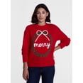 thumbnail image 1 of Holiday Time Women’s and Women's Plus Christmas Wreath Sweater, Midweight, Sizes XXS-4X, 1 of 5