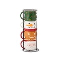 thumbnail image 1 of Holiday Time Mixed Holiday Icons Mug Stack with Metal Rack, 4-Pack, 1 of 6