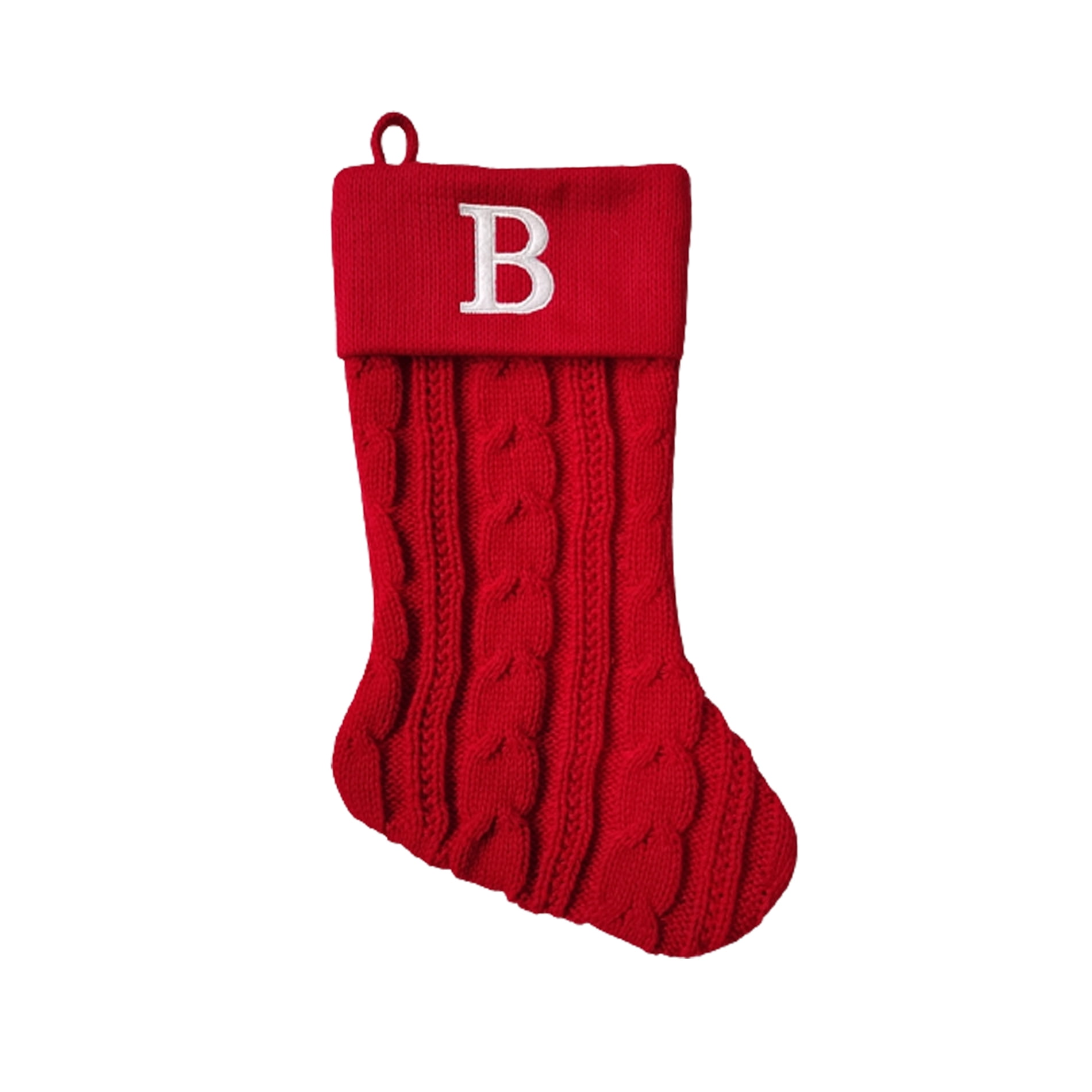 Holiday Time Monogram Letter "B" Knit Stocking, Red - Walmart.com