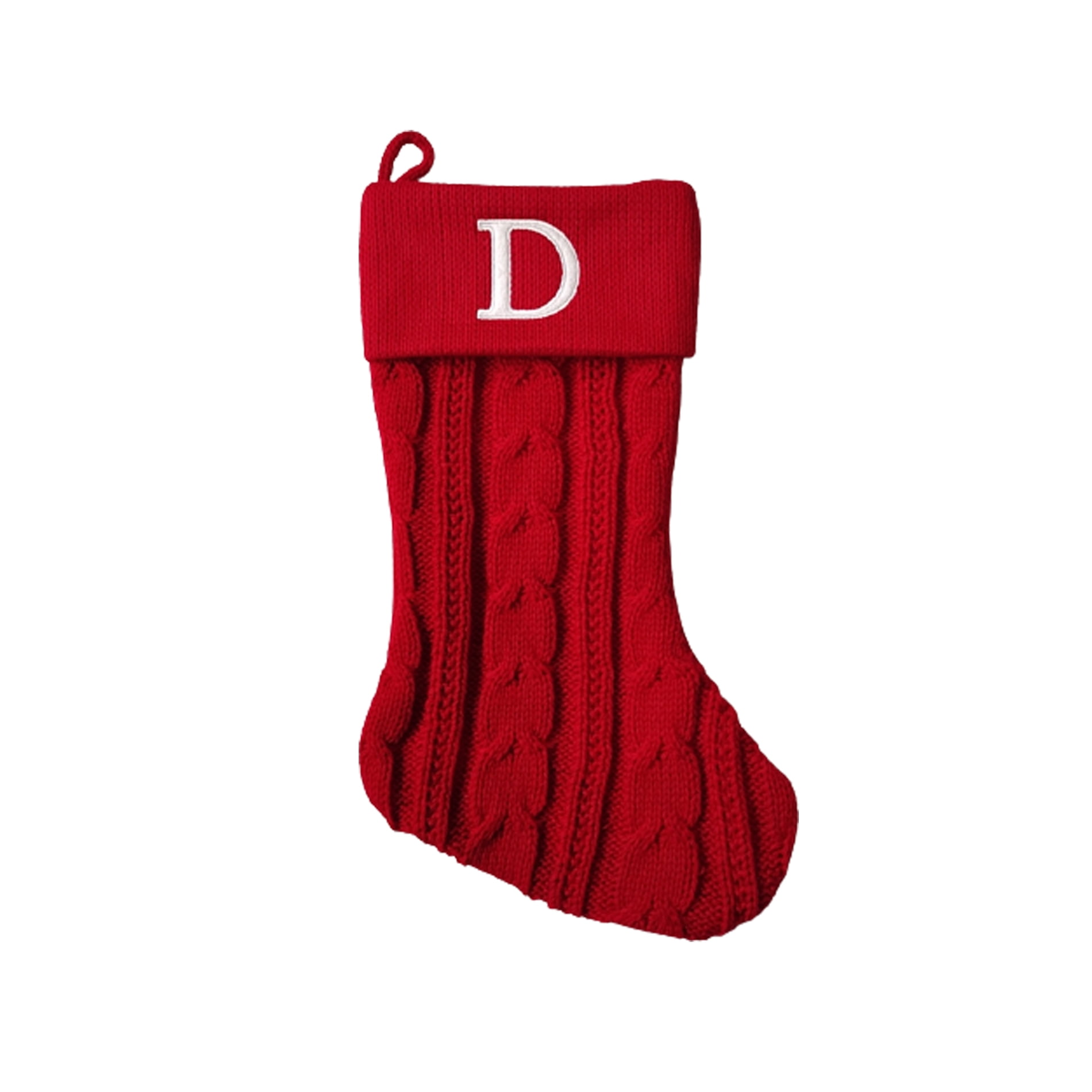 Holiday Time Monogram Letter "D" Knit Stocking, Red