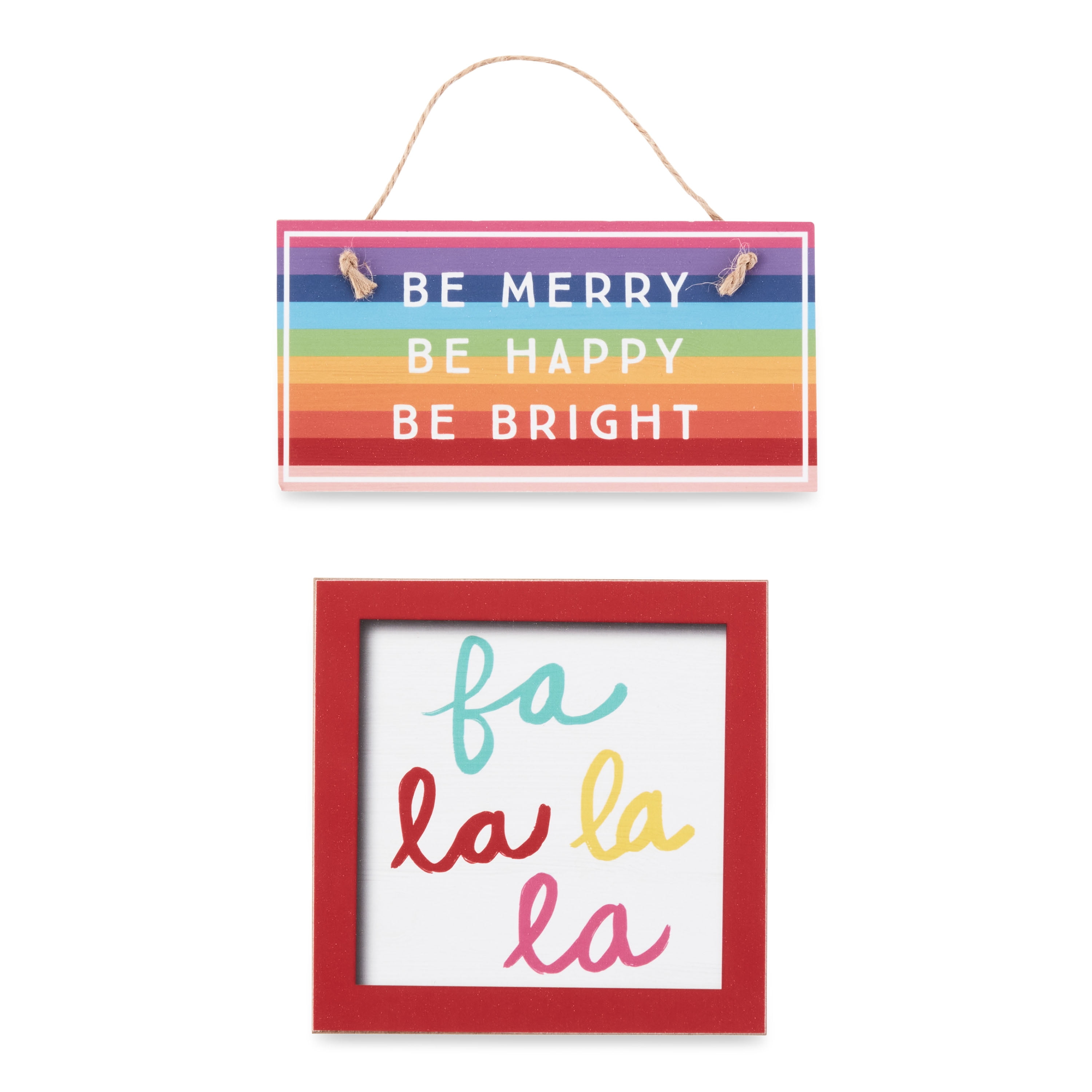 Holiday Time Multi Color 5pc Fa La La La Tier Tray Decor Set